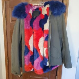 Belle Vere Military Faux Fur Lined Coat Size L